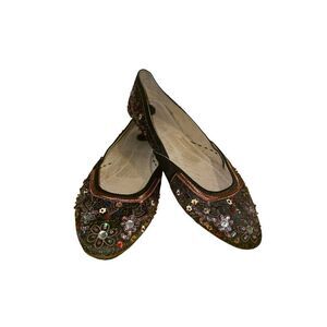 ✨Tribeca Jade Black Satin & Sequin Ballet Flats Sz 7.5✨